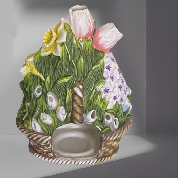 Partylite Tealight Holder Floral Bouquet P7747  Retired 8” x 5” - Picture 3 of 8